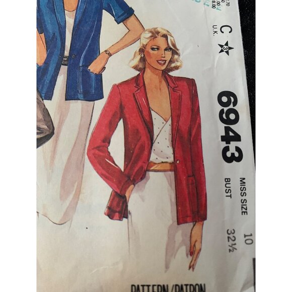 McCall's Misses Jacket Sewing Pattern sz 10 6943 - uncut - Picture 3 of 9
